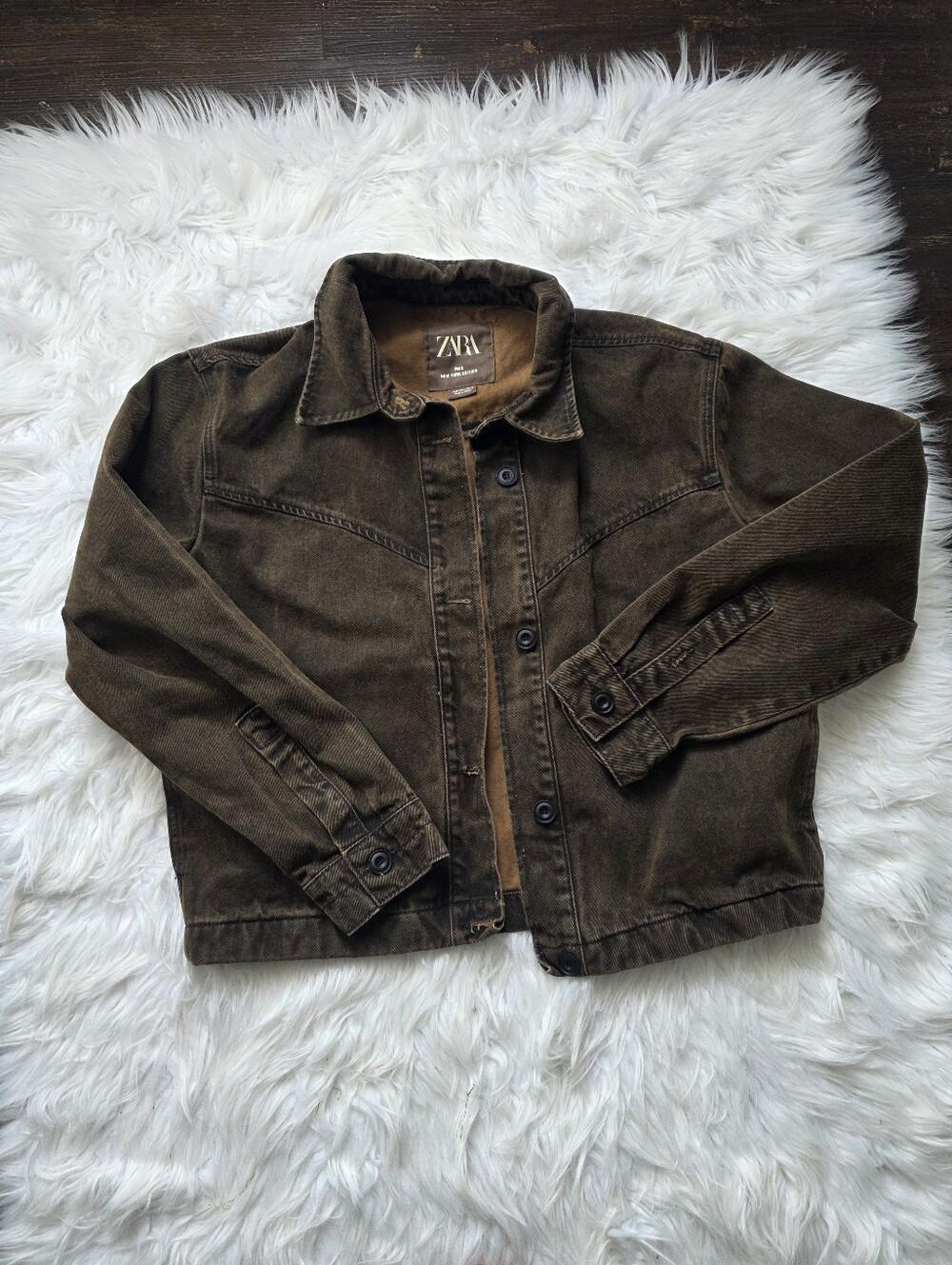 ZARA Olive Brown Corduroy Workwear Jacket